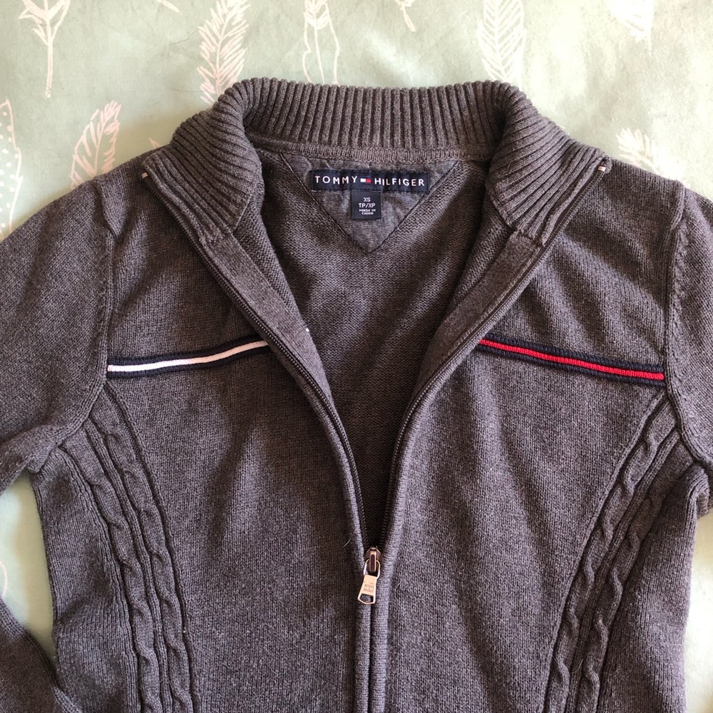 Tommy Hilfiger knit zip-up sweater - size XS - Y2K classic style